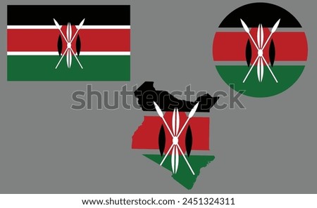 Kenya flag and round flag or map