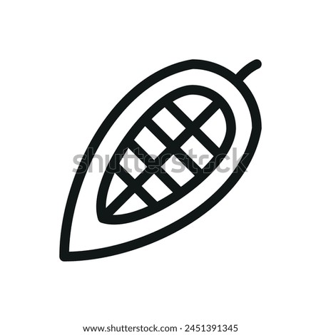 Cocoa pod isolated icon, cacao beans vector symbol with editable stroke