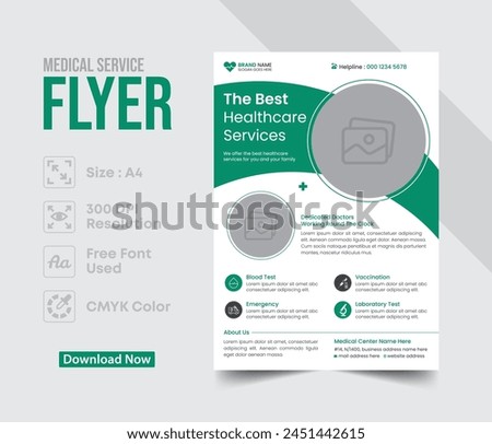 Medical flyer and corporate healthcare design template, medical cover a4 flyer design layout for print