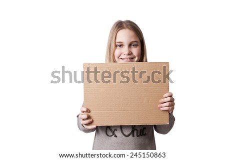 children with cardboard signs