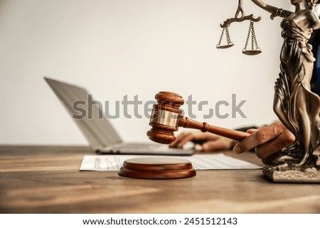 Online consulting in law leverages digital platforms for legal advice and guidance, ensuring access to justice while upholding principles of fairness, equality, accountability in legal proceedings. Royalty-Free Stock Photo #2451512143