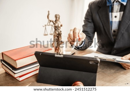 Online consulting in law leverages digital platforms for legal advice and guidance, ensuring access to justice while upholding principles of fairness, equality, accountability in legal proceedings. Royalty-Free Stock Photo #2451512275