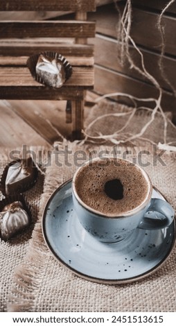 coffee cup with chocolate bites 