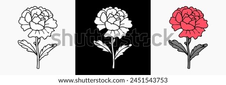 Flower vector on white isolated background. beautiful botanical illustration. Decorative floral silhouette.