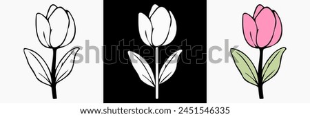 Tulip Flower vector on white isolated background. beautiful botanical illustration. Decorative floral silhouette.