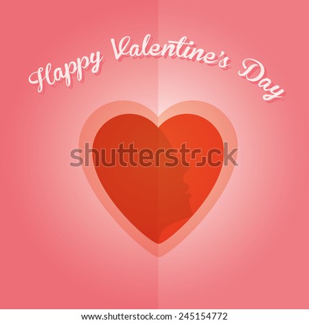 Happy Valentine's Day lettering  Card on red background, vector illustration