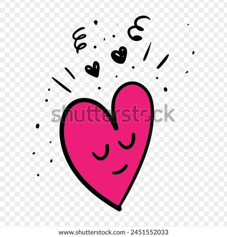 Vector illustration of Hand drawn pink heart on transparent background