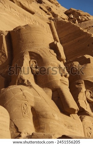 Temple of Abu Simbel, Pharaoh Ramses II, temple of Ramses II, Aswan, Egypt, pharaoh, Pharaohs, Archaeology, necropolis, Egyptology, Lake Nasser, Aswan, World Heritage, UNESCO, Nubian Monuments, hypoge Royalty-Free Stock Photo #2451556205