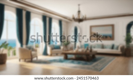 Defocus abstract blurred background of the mediteranian interior