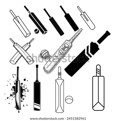 Cricket bat clip art in vector format. Creative concept design available for free download as a vector file.