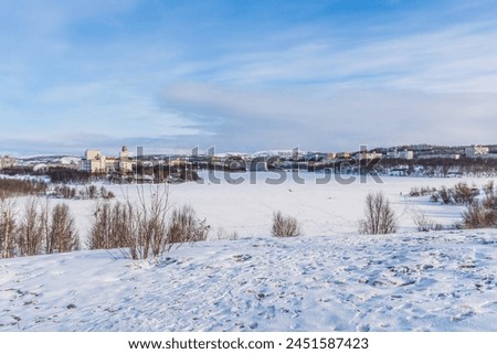 view of the historic city center beyond the Arctic Circle in early spring in Murmansk, Russia