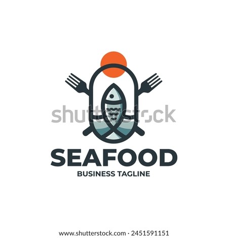 seafood restaurant vector logo design