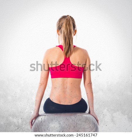 Woman doing sport with fitball 