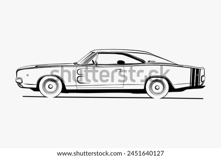 Hand drawn car outline vector image. Vehicle art.
