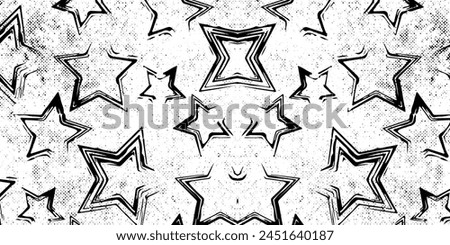 Set of distressed stars in grunge style.