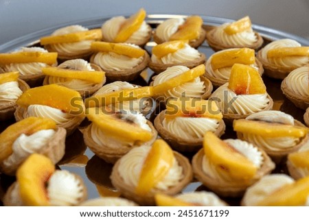 coffee break hotel during conference meeting, corporate revent with tea and coffee catering, decorated catering banquet table with variety of different pastry and bakery, with croissants and cookies Royalty-Free Stock Photo #2451671199
