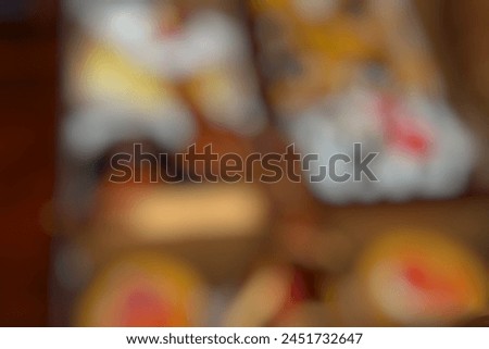 Defocused abstract blur image of cake (blur colorful cake background).