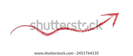 Hand-drawn red brush arrow vector isolated on a white background.