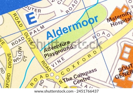 Aldermoor, Southampton in Hampshire, England, UK atlas map town name of the area