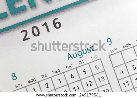 The picture Text on calendar show in 2016 year.