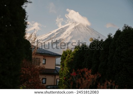 Yamanashi, Japan - Nov 18, 2023: Pictures of Mount Fuji and views of Kawaguchiko City