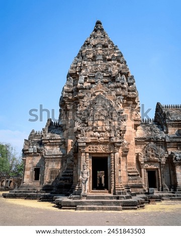 Central shrine or Principal tower in Phanom Rung Historical Park : Buri Ram, Thailand Royalty-Free Stock Photo #2451843503
