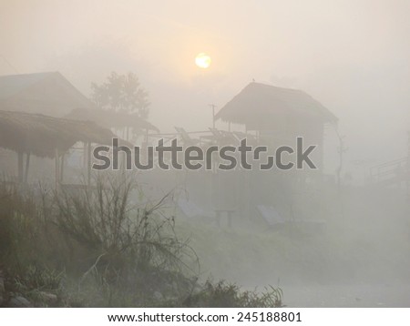Misty dawn in Chitwan. Morning river