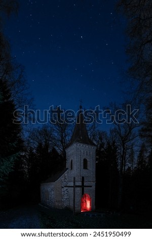 Chapel of Our Lady of Sorrows in the town of Soběslav in South Bohemia. PICTURED at night with a starry sky