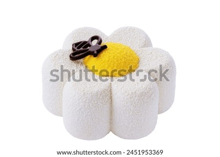 chamomile cake isolated on white background