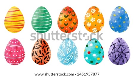 Bright clip art with colorful Easter eggs in patterns