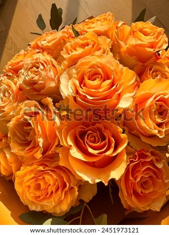 A beautiful orange roses bouquet