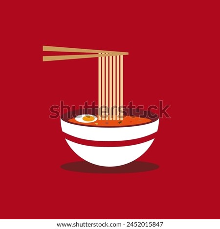 Ramen noodle Japanese Chinese food vector clip art editable stroke
