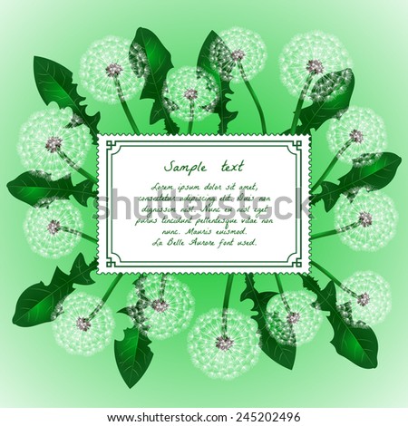 Floral design. Fluffy dandelion for the template card, invitation. poster or brochure.