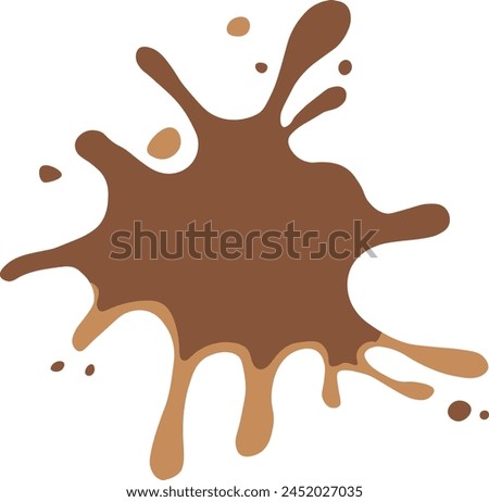 Chocolate Splash in Cartoon Style. Droplet Chocolate. Vector Illustration