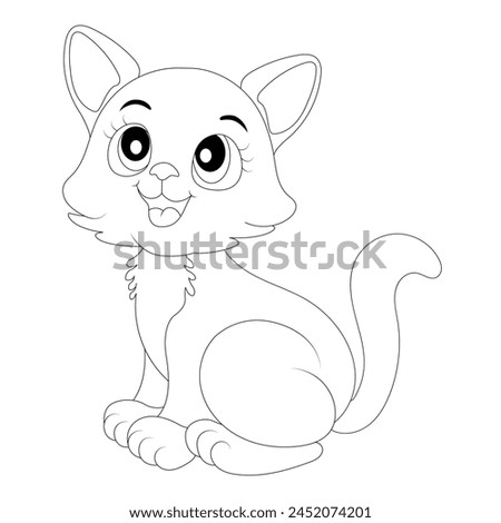  Cute Cat Coloring Pages for kids, Cat Character. Vector Illustration of cat, clip art.