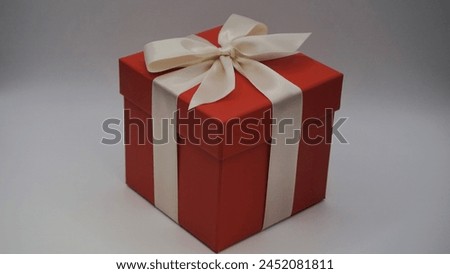 Red gift box and background blank space