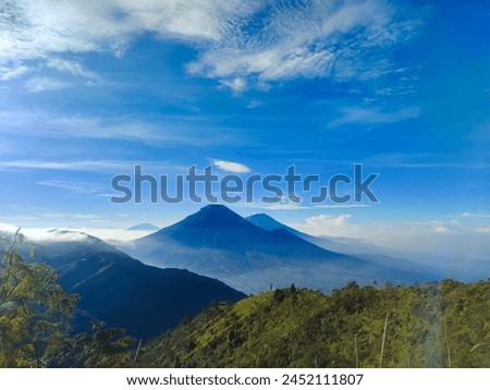 Mount Sindoro and Sumbing are even visible as well as Mount Merapi and Merbabu. this view was taken from the top of Mount Prau, Wonosobo , Central Java, Indonesia.