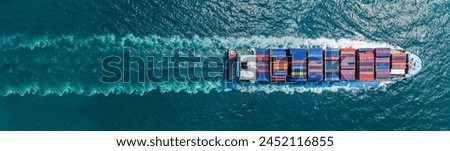 Express Cargo Container Ship with contrail in the ocean ship carrying container and running for export concept technology freight shipping by ship forwarder mast