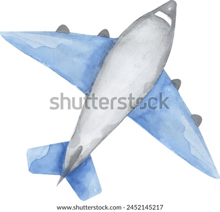 Watercolor airplane illustration, air transport clipart, plane clip art
