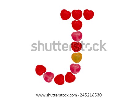Heart candy character make alphabet J
