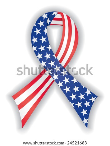 Image version of smooth, satin, American flag awareness ribbon representing freedom