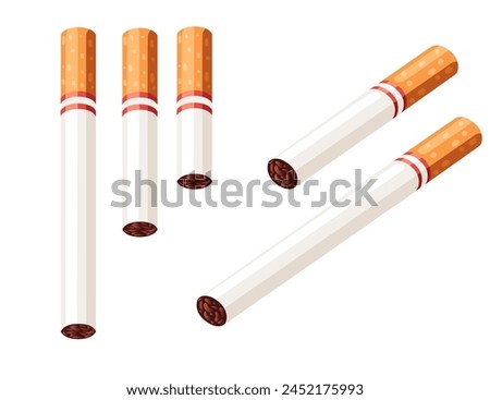 Set of nicotine cigarette in different sizes vector illustration isolated on white background
