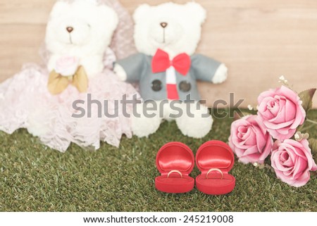 Romantic toy Bear in wedding scene 