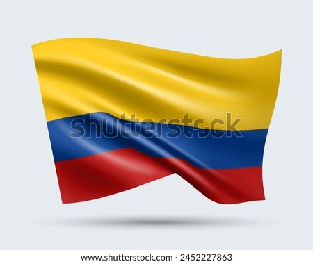 Vector illustration of 3D-style flag of Colombia isolated on light background. Created using gradient meshes, EPS 10 vector design element from world collection
