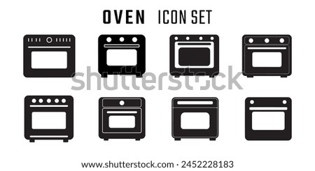 Oven icon set. Black Oven icon set on white background. Vector illustration