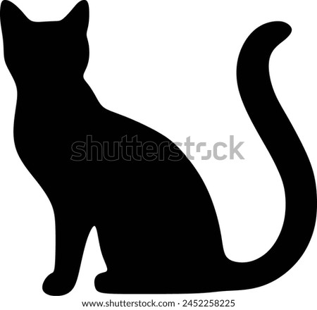 Cat silhouette icon, vector black cat minimal shape kitty clip art in glyph pictogram illustration
