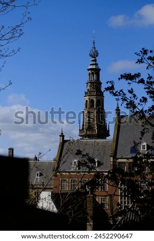 Picture of the Church Hooglandse in Leiden. It is taken from the viewpoint "Brucht van Leiden"