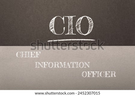 A chalkboard with the word CEO written in white and the words Chief Information Officer written in black