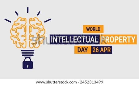 World Intellectual Property Day on 26th April celebrates the importance of safety and protection of intellectual property. The banner for IP Day features a yellow bulb on a red background. Royalty-Free Stock Photo #2452313499