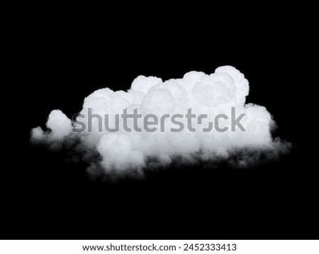 3d render, abstract white cloud clip art isolated on black background. Realistic sky design element